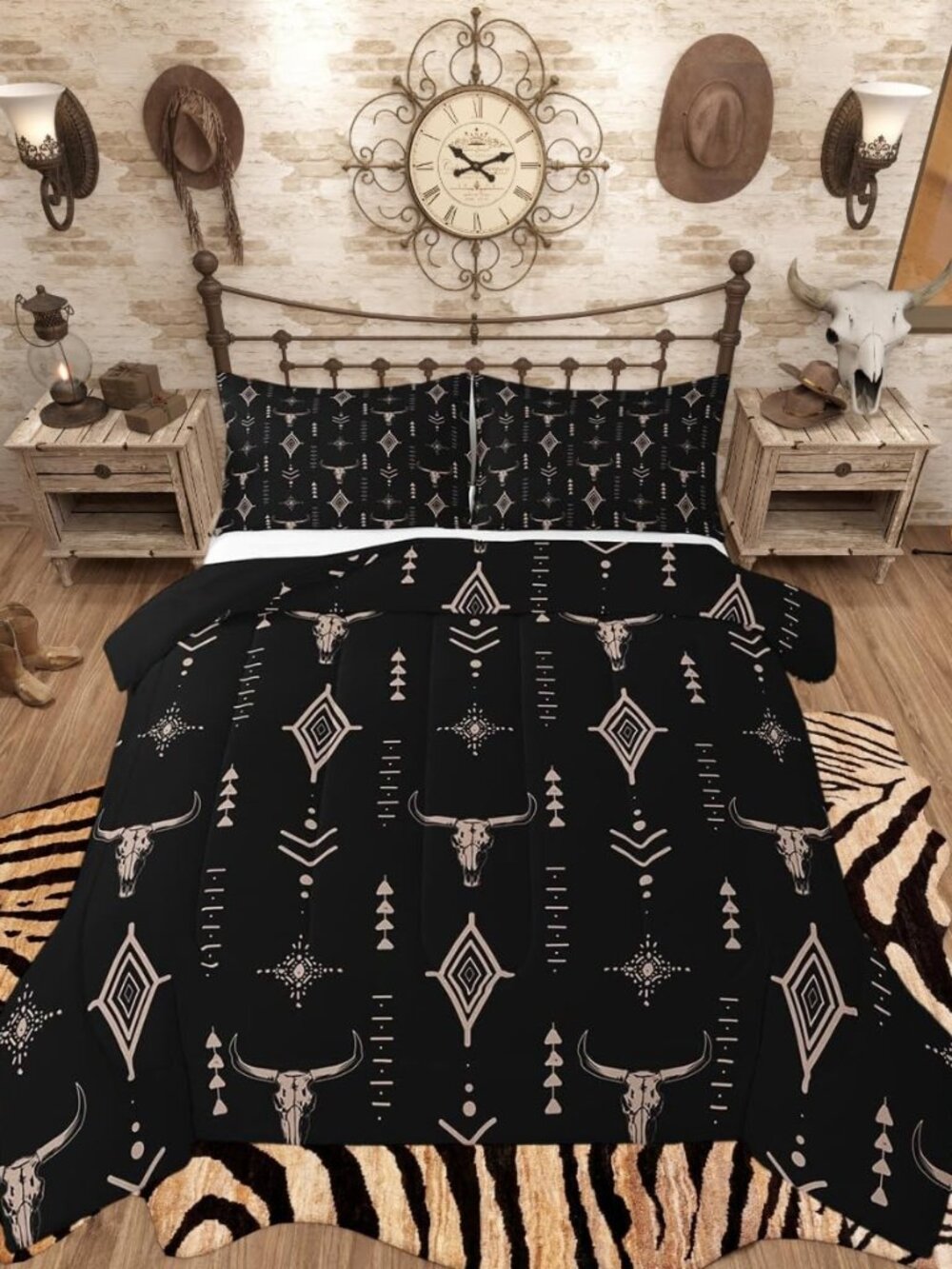 Boho Aztec Comforter Set Bull Skull Bedding Set Teens Full